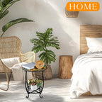 Cinnvoice Outdoor Side Table Round Small Mosaic Patio Accent Indoor End Plant - Image 7