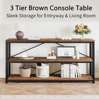LVB Rustic Entryway Table, Industrial Extra Long Hallway Sofa Table, Wood Metal - Image 5