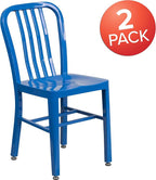 Flash Furniture Gael Commercial Grade 2 Pack Blue Metal Indoor-Outdoor Chair - Image 4