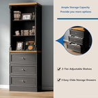 Bookshelf with Drawers, Floor Standing Display Storage Cabinet - Image 5