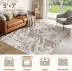 DMOYEST 5x7 Washable Area Rug: Abstract Modern Non-Slip Carpet, Soft Low Pile - Image 2