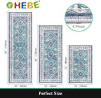 HEBE Boho Kitchen Rugs Set of 3, Non Slip Washable Kitchen Mats - Image 2