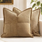 MIULEE Decorative Euro Sham Throw Pillow Covers 24x24 Inch Brown 2 Pack | Boho by MIULEE