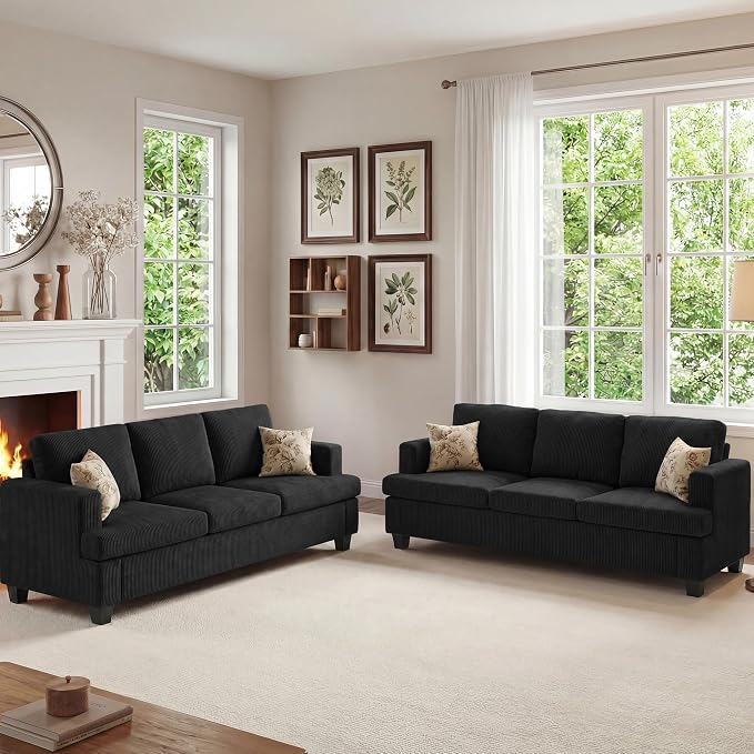 Apicizon 89" Modern Sofa Couch Set, Corduroy Couch 2 Piece Sofa Set by APICIZON