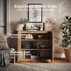 BELLEZE Modular Sideboard with Double-Arc Wood Doors, Small Arched Buffet - Image 4