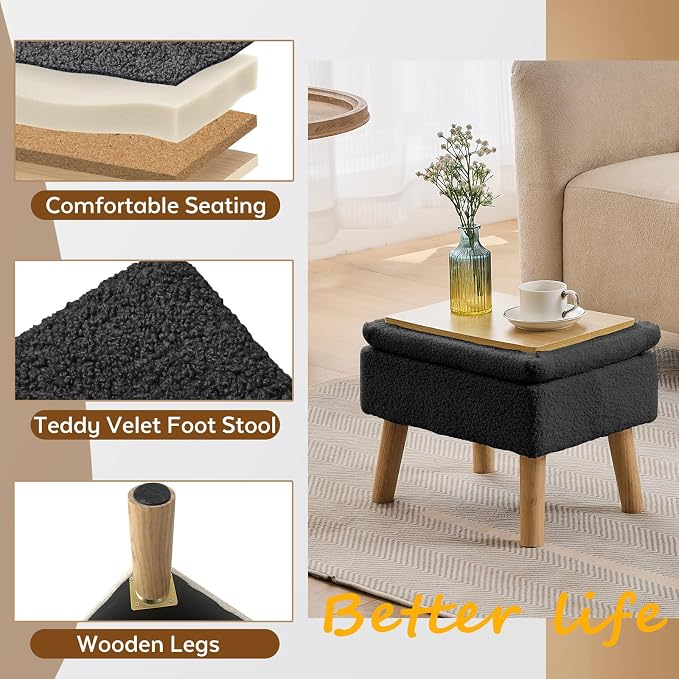 Storage Ottoman, Small Foot Stool Ottoman - Image 4