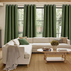 NICETOWN Froest Green Faux Linen Room Darkening Rod Pocket Curtains 63 inch - Image 4