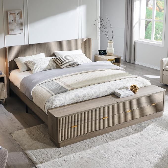 T4TREAM Fluted King Size Bed Frame by T4TREAMFurniture