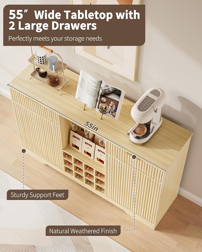 55" Fluted Wine Bar Cabinet - Image 8