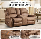 EBELLO 2-Piece Manual Recliner Sofa Set, Faux Leather Message Single Recliner - Image 6