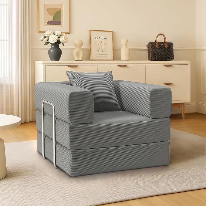 BSHOMGI 2-in-1 Floor Foldable Sofa Couch Convertible Sleeper Chaise Lounge by BSHOMGI