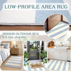 Blue White Striped Outdoor Rug - Image 5