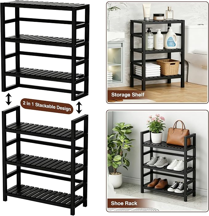 VASMIA 6-Tier Bamboo Shelf, Bamboo Storage Shelving Unit, Tall Bookcase - Image 6