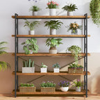 HCHQHS Large Bookshelf, 5-Tier Long Industrial Bookcase, Rustic Brown Book Shelf - Image 7