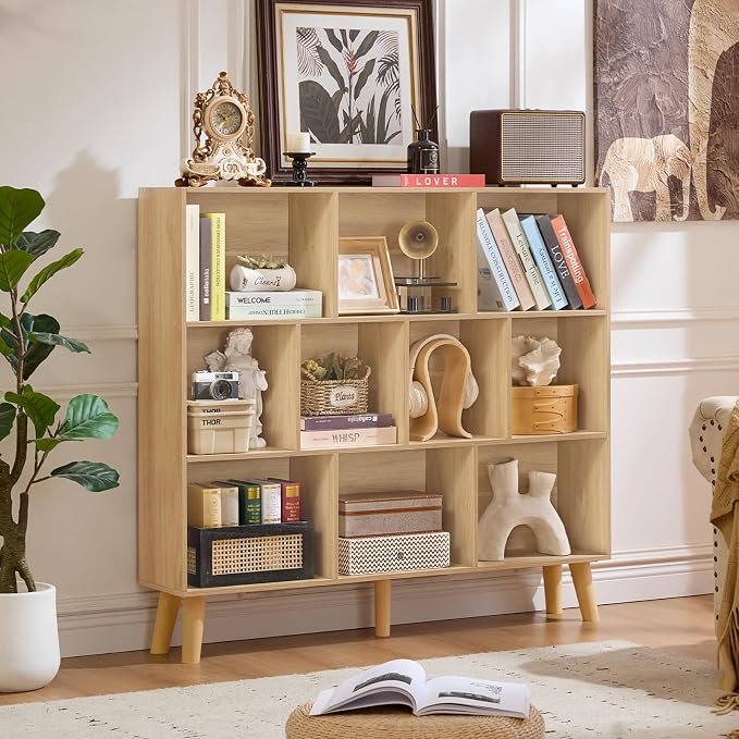 LEYAOYAO 10 Cube Bookshelf, 3 Tier Modern Wide Bookcase - Image 6