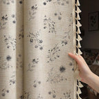 Boho Floral 100% Blackout Curtains 84 Inch 2 Panels Black | Farmhouse Vintage by Unknown