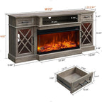 OKD 3-Sided Glass Farmhouse Fireplace TV Stand - Image 2