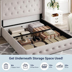 Allewie Queen Size Lift Up Storage Bed, Button Tufted Headboard - Image 5