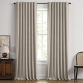 MIULEE 100% Blackout Linen Curtains 42 x 96 Inch Pebble Taupe 2 Panels | by MIULEE
