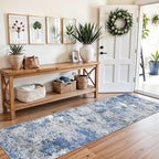2x8 Washable Non-Slip Hallway Runner Rug – Modern Coastal Abstract Neutral - Image 3