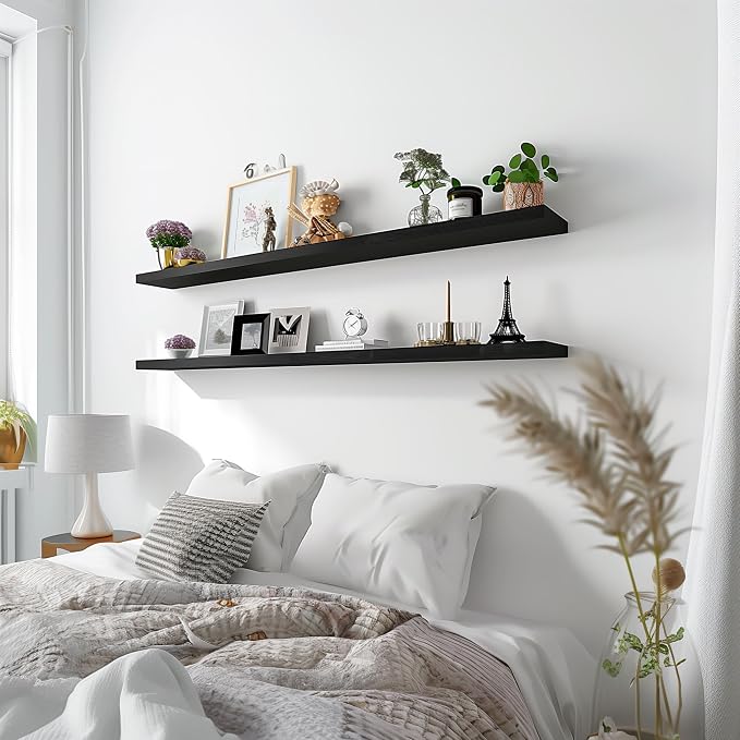 YYWUOJJ Wood Floating Shelves for Wall Decor, Rustic Wall Shelves for Bedroom - Image 4