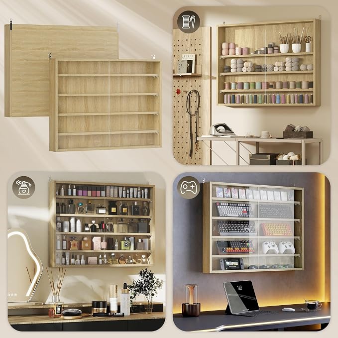 HOMCOM 5-Tier Display Cabinet, Glass Door Cabinet - Image 7