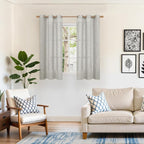 YoungsTex Light Grey Linen Semi Sheer Curtains 45 Inch Length 2 Panels | Short - Image 2