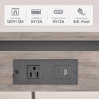 HOOBRO C-Shaped End Table with Charging Station, Adjustable Height Sofa Tray - Image 4