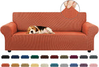 Stretch Couch Covers for Sofa, 3 Cushion Slipcover, Pureed Pumpkin | 1-Piece by KEKUOU