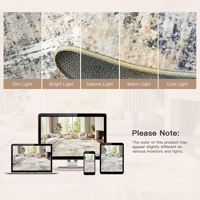 10x14 Area Rug for Living Room, Abstract Washable Non-Slip Large Rugs, Dining - Image 8