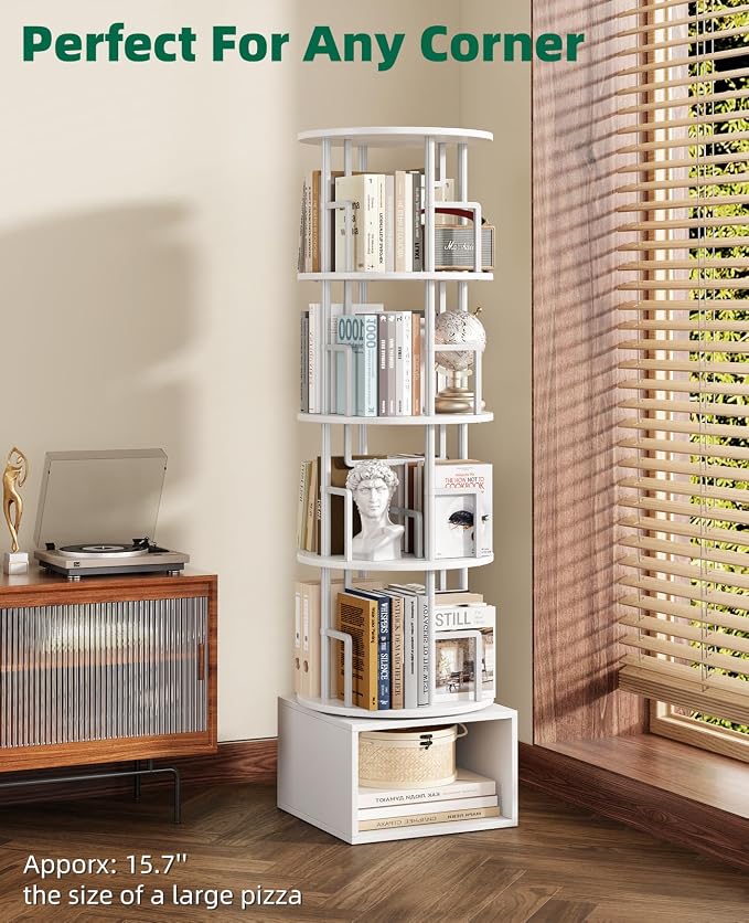 Kalrin 5 Tier Rotating Bookshelf - Image 4