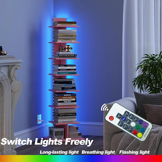 TUTOTAK Narrow Bookshelf, 8-Tier Bookcase - Image 6