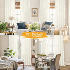 Natural Cream Linen Curtains for Living Room 72 Inch Length 2 Panels | Light - Image 6