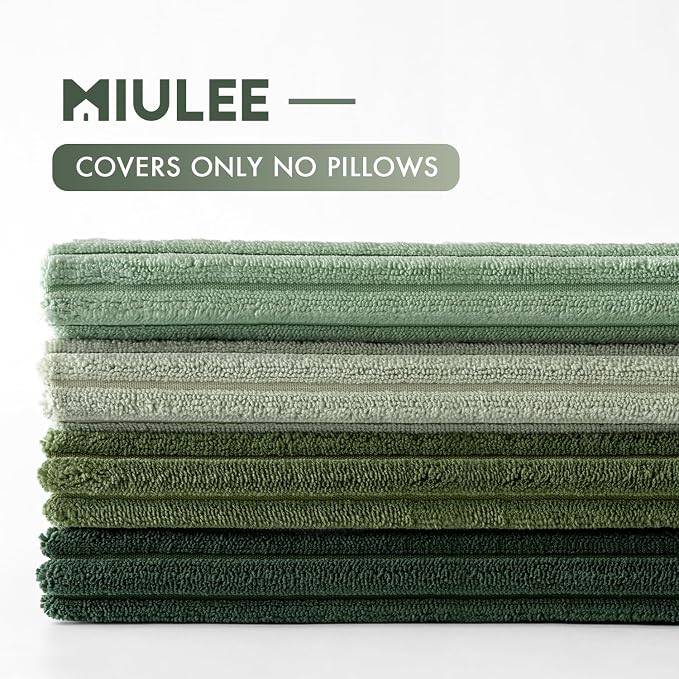 MIULEE Soft Corduroy Decorative Throw Pillow Covers Forest Green 16x16 | Set of - Image 7