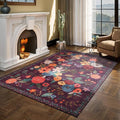Purple Floral Area Rug 6x9 for Living Room Bedroom | Ultra-Thin;Easy Clean;Non by WelcometoBabovid