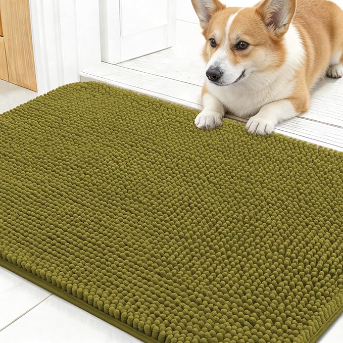 OLANLY Dog Door Mat for Muddy Paws 24x16, Super Absorbent Chenille Mud Mat | by OLANLY