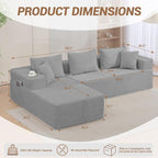 105'' Cloud Sectional Couch, Modular L-Shaped Boneless Sectional Sofa, Corduroy - Image 3