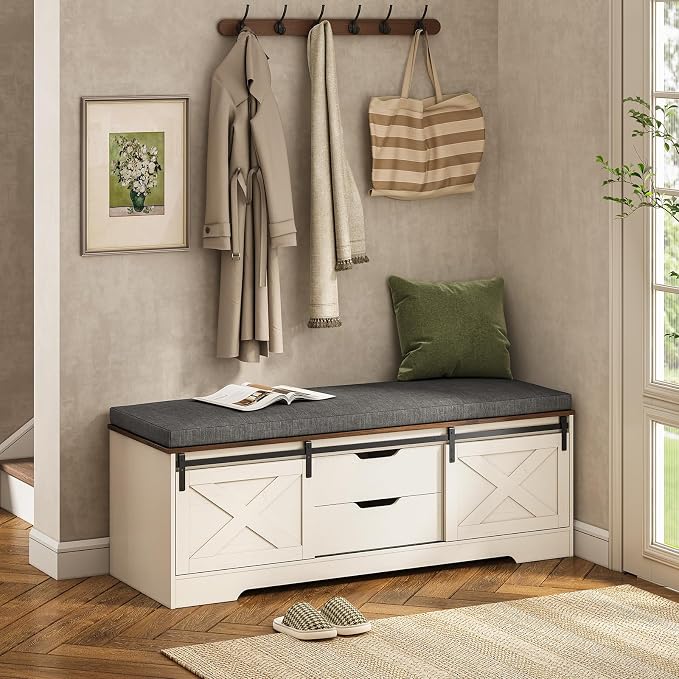 UPOSOJA 60“ Farmhouse Storage Bench by UPOSOJAWishesYouaNiceDay