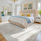 9x12 Washable Area Rug for Living Room Bedroom: Non-Slip Modern Beige White | - Image 2
