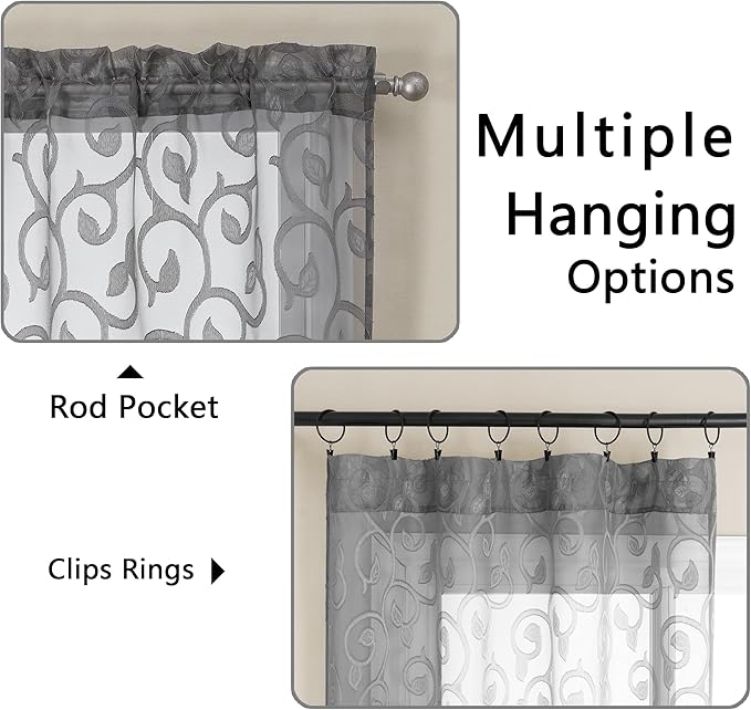 Furman Extra Long Sheer Charcoal Gray Curtains 96 inches Long - Image 4