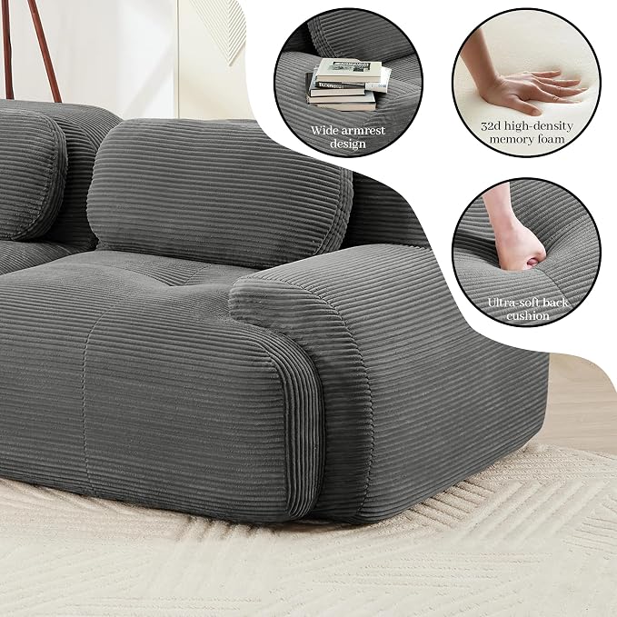 Boneless Sectional Couch, No Assembly Required, 152.7” U Shaped Modular Cloud - Image 7