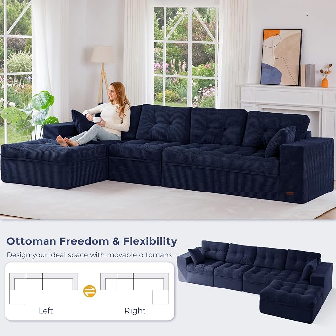 MAXYOYO 132" L Shaped Modular Sectional Sofa - Image 5