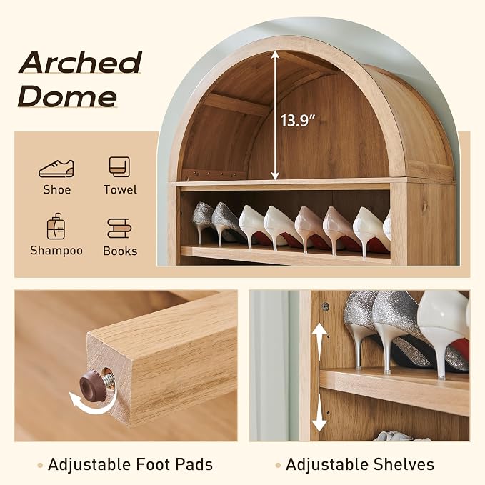 IFGET 71" Tall Arched Bookshelf, 7 Tiers Arch Bookcase - Image 3