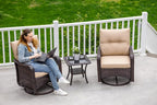 ALAULM 3 Piece Wicker Patio Chairs Outdoor Swivel Rocker Chairs - Image 2