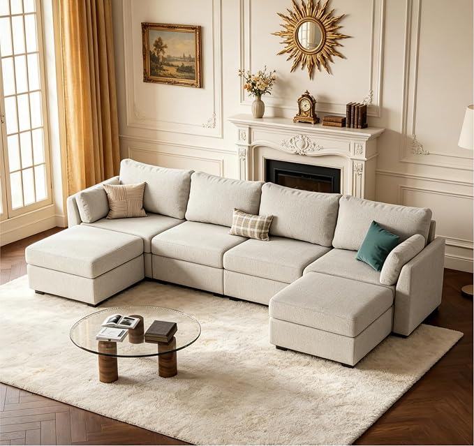 Huatean Home 114.17" Modular Sectional Sofa, 6 Seat Modular Couch - Image 4