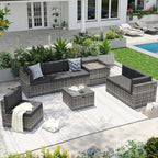 Aoxun 8-Piece Patio Furniture Set, Wicker Outdoor Sectional Sofa by Aoxun