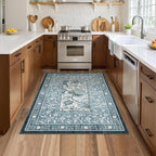 GarveeHome Provence Misty Blue 3x5 Rug Washable Non-Slip Low-Pile Indoor Rugs - Image 4
