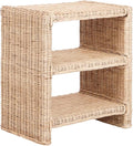 JONATHAN Y Praerie Natural Woven Rattan and Mango Wood 3-Tier End Table by JONATHANY