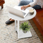 Hosfais Small Side Table End Table, C Shaped Oval Coffee Table, Wooden TV Tray - Image 6
