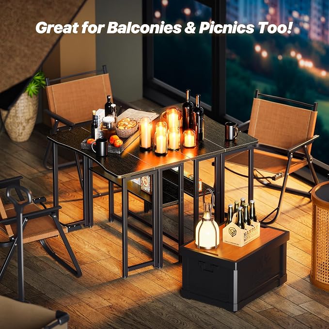 Huuger Folding Desk with Storage Shelf, 31.5 Inch Foldable Computer Table - Image 7